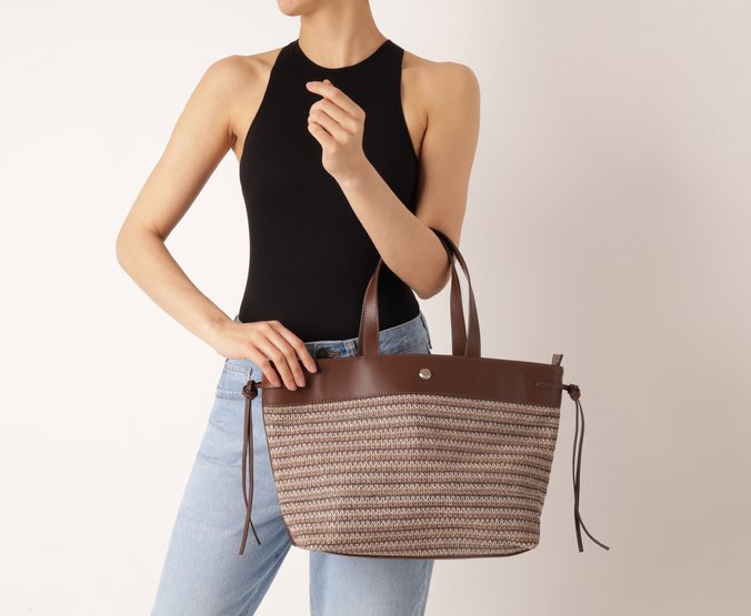 Bolsa Shopping Grande Natural Palha Marrom