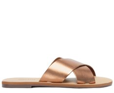 Rasteira Tiras Cruzadas Couro Bronze