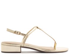 Sandália Slim Specchio Salto Bloco Dourada