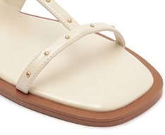 Rasteira Tiras Finas Tachas Branca