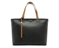Bolsa Shopping Preta Grande Alça Marrom Bag Charm