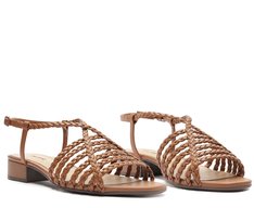 Sandália Fisherman Salto Bloco Trançada Marrom Canela