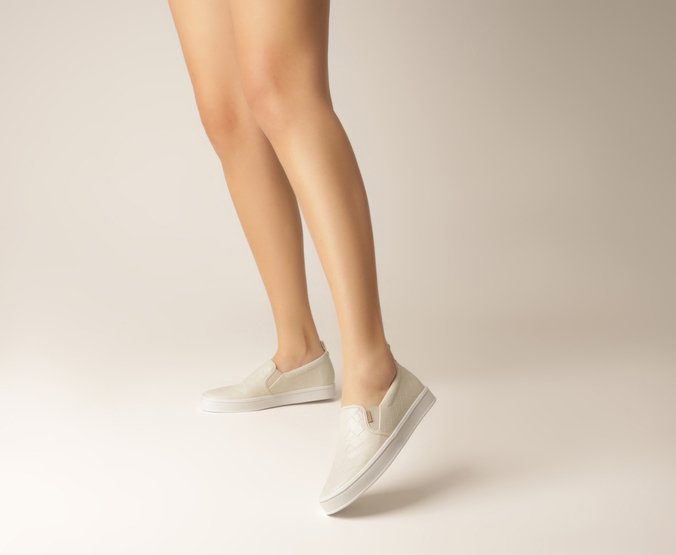 Tênis Slip On Sola Alta Texturas Branco