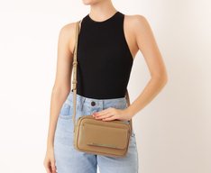 Bolsa Tiracolo Média Com Bolso Valentina Bege