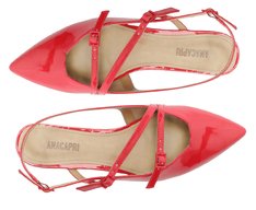 Sapatilha Slingback Bico Fino Duas Tiras Verniz Vermelha