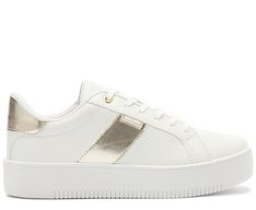 Tênis Sola Alta Listra Lateral Branco E Dourado