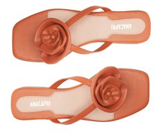 Rasteira Tradicional Flor Laranja Damasco