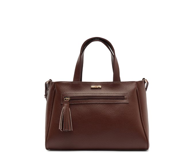 Bolsa Tote Média Com Tassel Marrom
