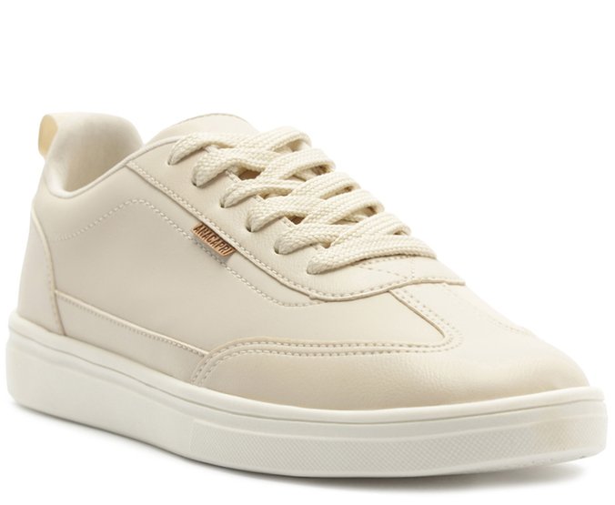 Tênis Casual Recortes Puxador Branco Off