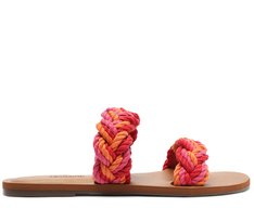 Rasteira Laranja e Rosa Duas Tiras Trançada