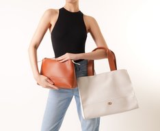 Bolsa Shopping Grande Com Necessaire Bicolor Branca