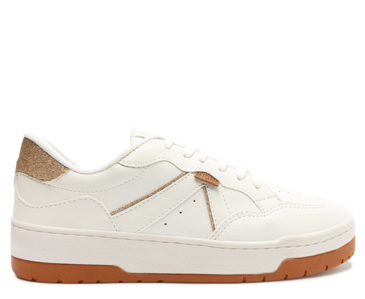 Tênis Recortes Kei Glitter Branco E Dourado | Anacapri