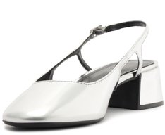 Sapatilha Slingback Basic Salto Bloco Prata