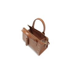 Bolsa Tote Pequena Tachas Marrom
