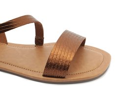 Rasteira Tiras Atanadas Couro Bronze