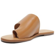 Rasteira Marrom Couro Geométrica