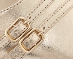 Sapatilha Slingback Salto Bloco Fivelas Dourada