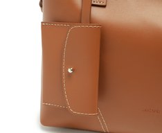 Bolsa Tote Média Costura Ornamental Marrom