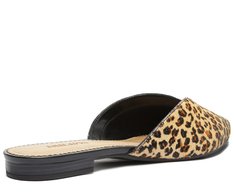 Mule Bico Fino Onça Couro Animal Print