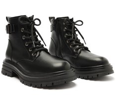 Bota Coturno Cano Curto Tratorada Fivela Preta
