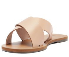 Rasteira Tiras Cruzadas Couro Rosa Blush