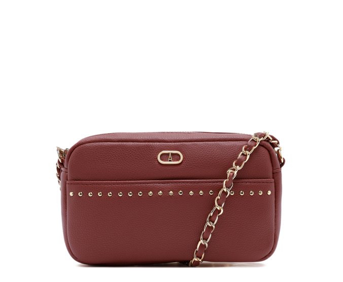 Bolsa Tiracolo Pequena Tachas Vermelha