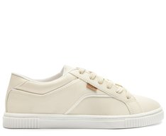 Tênis Detalhe Linhas Bege e Branco