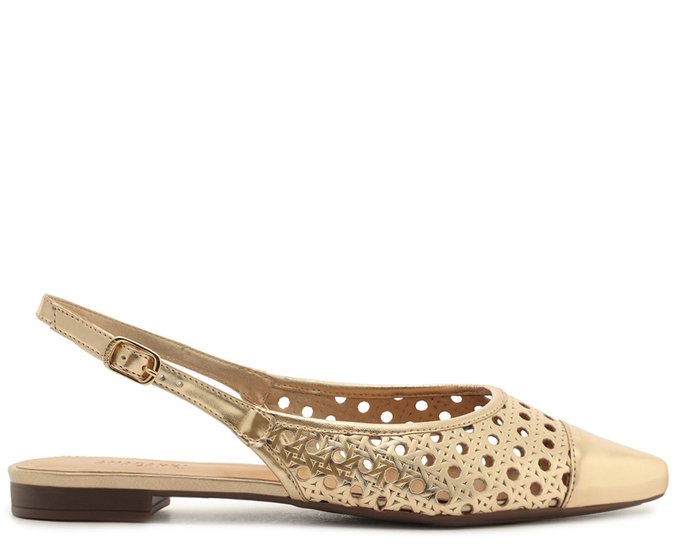 Sapatilha Slingback Vazada Dourada