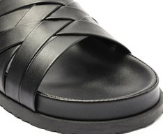 Papete Slide Tiras Entrelaçadas Preta