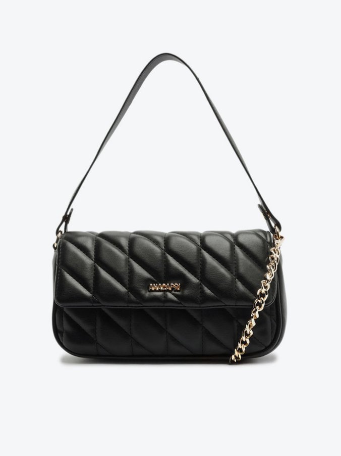 Bolsa Tiracolo Média Matelassê Triangular Preta
