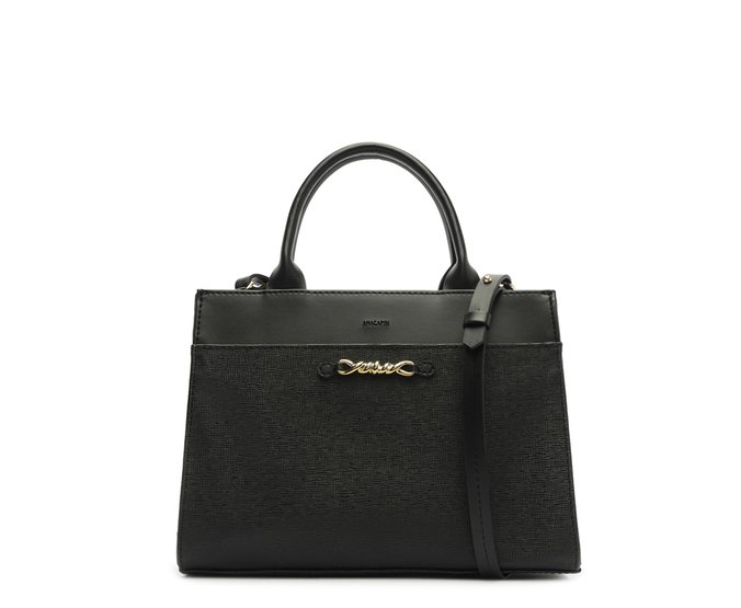 Bolsa Tote Média Detalhe Corrente Preta