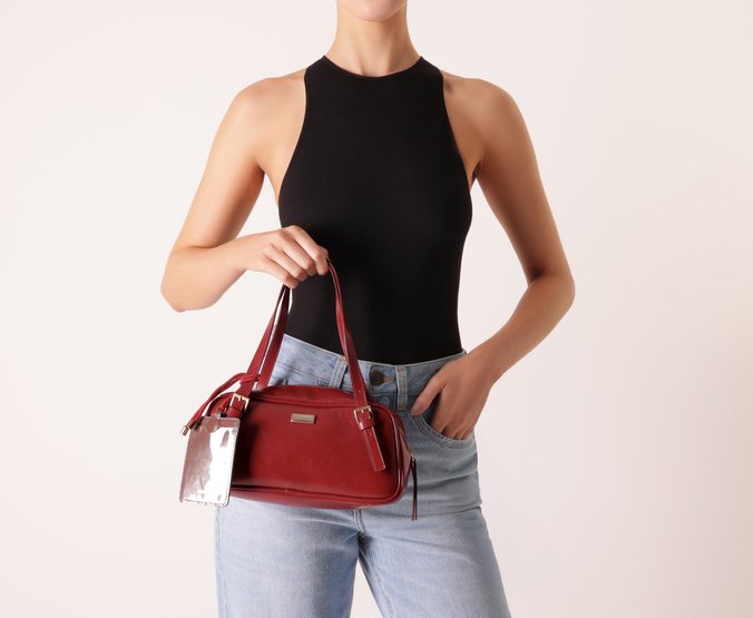 Bolsa Tote Pequena Lisa Vermelha