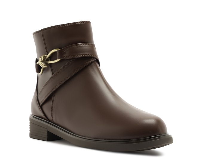 Bota Cano Curto Metal Orgânico Marrom