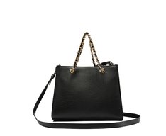 Bolsa Tote Média Alça Acorrentada Preta