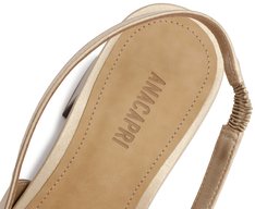 Sapatilha Salto Bloco Slingback Ponta Quadrada Dourada