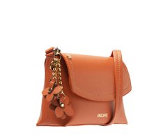 Bolsa Tiracolo Pequena Chaveiro Flor Laranja Damasco