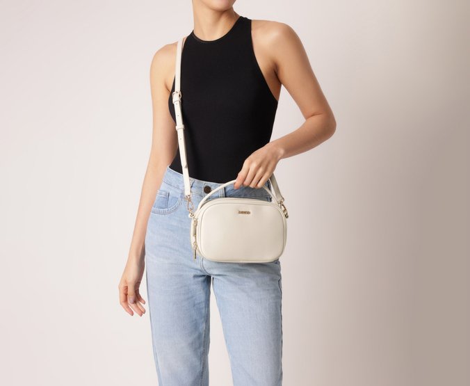 Bolsa Tiracolo Média Alça Redonda Branca