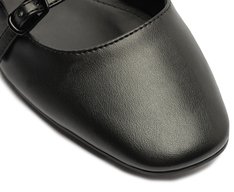Sapatilha Slingback Bico Quadrado Tiras Preta