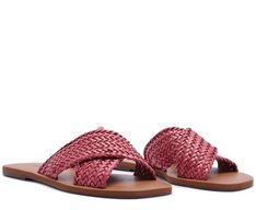 Rasteira Tiras Cruzadas Tressê Rosa