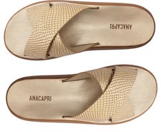 Rasteira Anatomica Tiras Cruzadas Couro Dourado