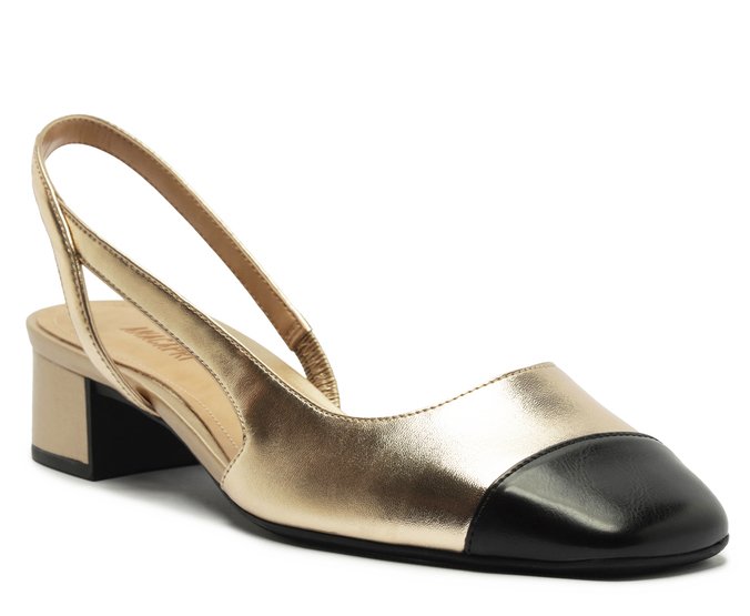 Scarpin Slingback Unilateral Dourado