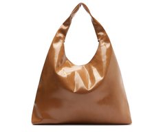 Bolsa Shopping Grande Verniz Tassel Marrom
