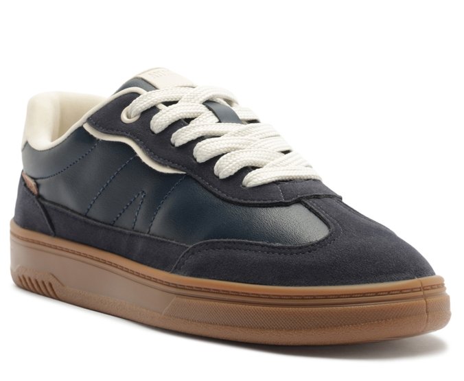 Tênis Lua Sola Alta Recortes Suede Azul