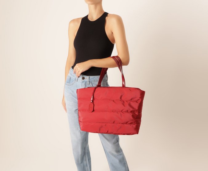 Bolsa Shopping Grande Nylon Fluffy Vermelha