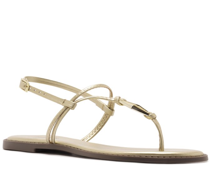 Sandália Slim Detalhe Central Dourada
