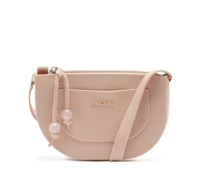 Bolsa Tiracolo Pequena Pingente Bege