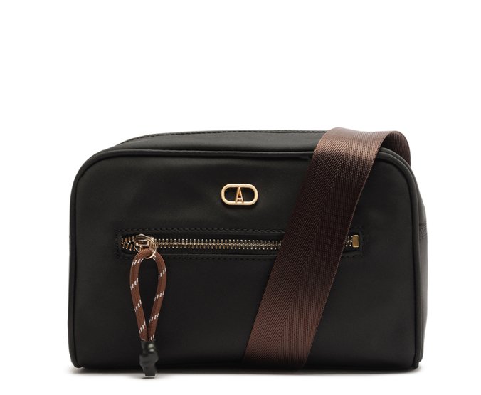 Bolsa Tiracolo Média Nylon Alça Fita Preta