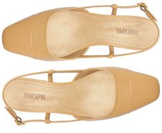 Sapatilha Slingback Salto Bloco Ponta Verniz Bege