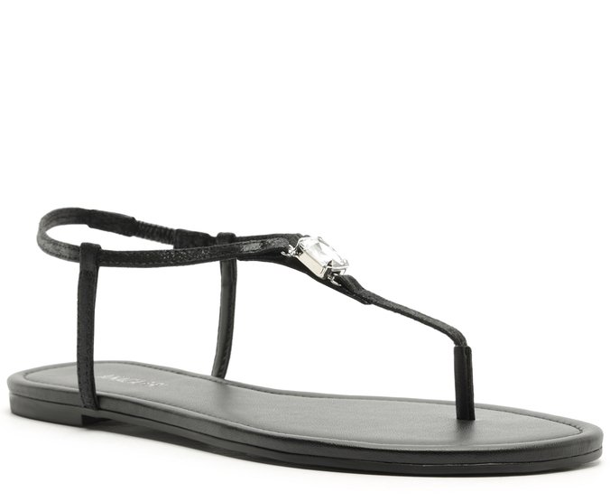 Sandália Rasteira Slim Pedraria Preta