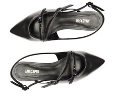 Sapatilha Slingback Bico Fino Duas Tiras Preta